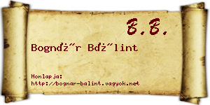 Bognár Bálint névjegykártya